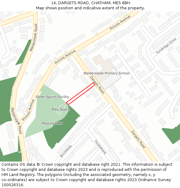 14, DARGETS ROAD, CHATHAM, ME5 8BH: Location map and indicative extent of plot