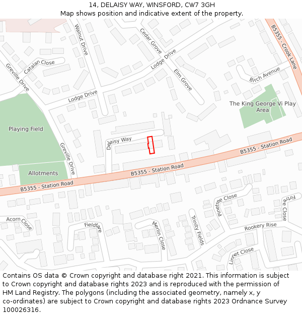 14, DELAISY WAY, WINSFORD, CW7 3GH: Location map and indicative extent of plot