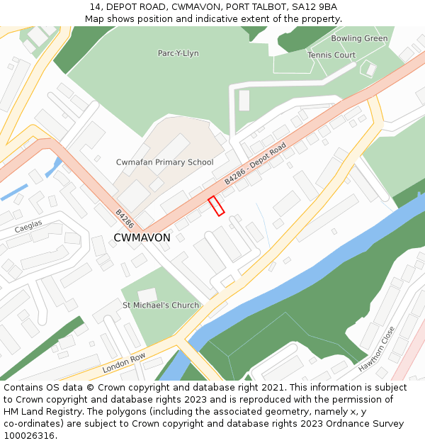 14, DEPOT ROAD, CWMAVON, PORT TALBOT, SA12 9BA: Location map and indicative extent of plot