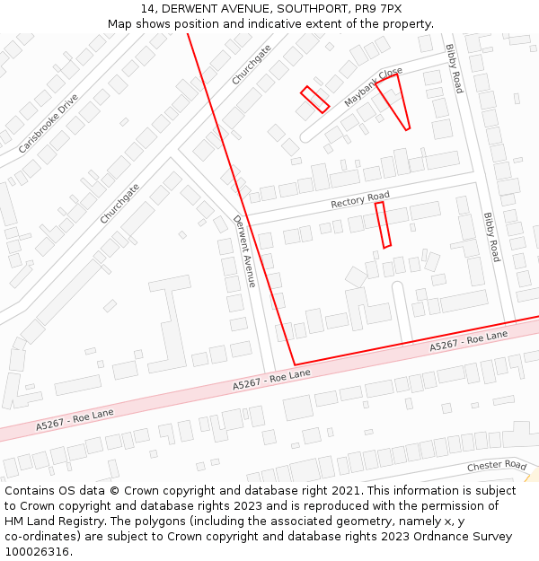 14, DERWENT AVENUE, SOUTHPORT, PR9 7PX: Location map and indicative extent of plot