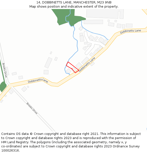 14, DOBBINETTS LANE, MANCHESTER, M23 9NB: Location map and indicative extent of plot