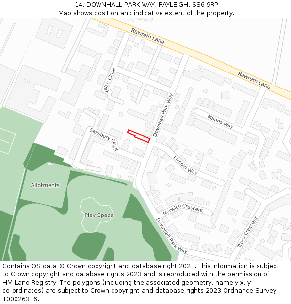 14, DOWNHALL PARK WAY, RAYLEIGH, SS6 9RP: Location map and indicative extent of plot