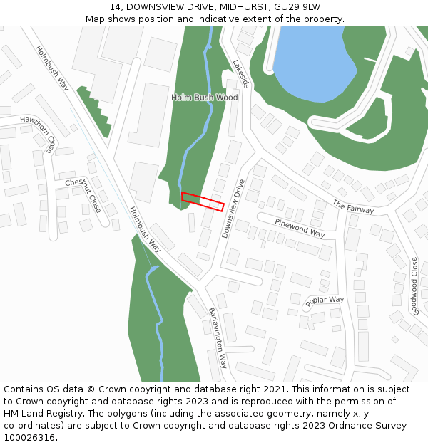 14, DOWNSVIEW DRIVE, MIDHURST, GU29 9LW: Location map and indicative extent of plot