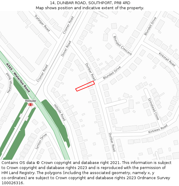 14, DUNBAR ROAD, SOUTHPORT, PR8 4RD: Location map and indicative extent of plot