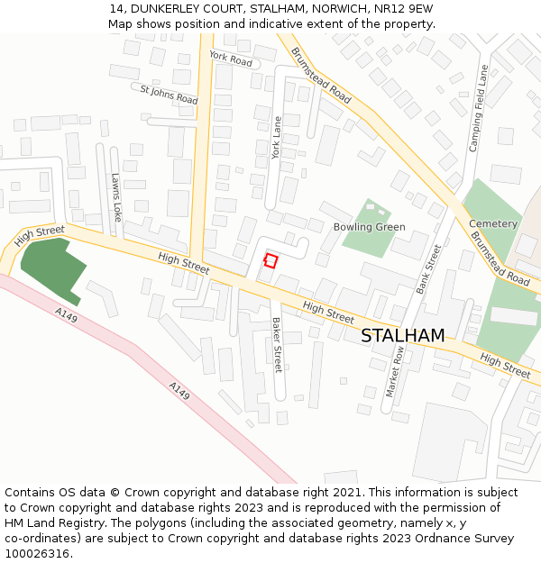 14, DUNKERLEY COURT, STALHAM, NORWICH, NR12 9EW: Location map and indicative extent of plot