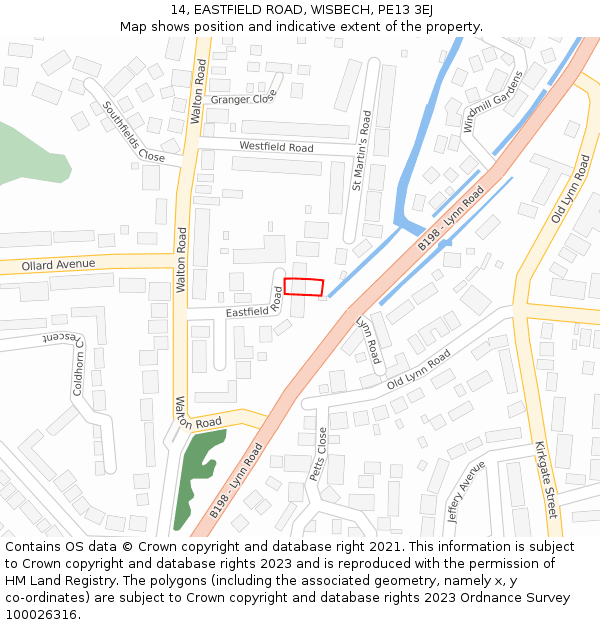 14, EASTFIELD ROAD, WISBECH, PE13 3EJ: Location map and indicative extent of plot