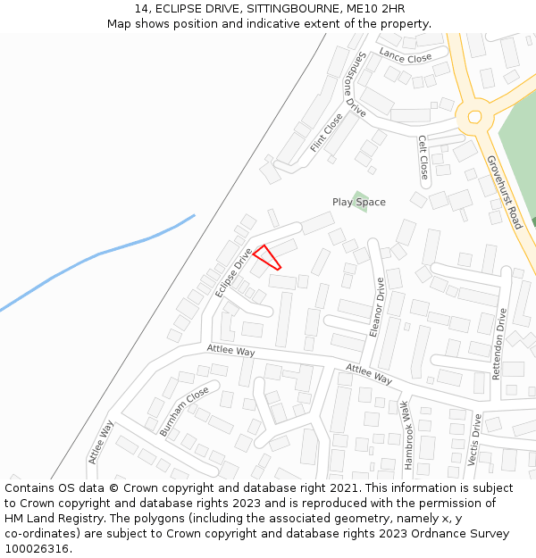 14, ECLIPSE DRIVE, SITTINGBOURNE, ME10 2HR: Location map and indicative extent of plot