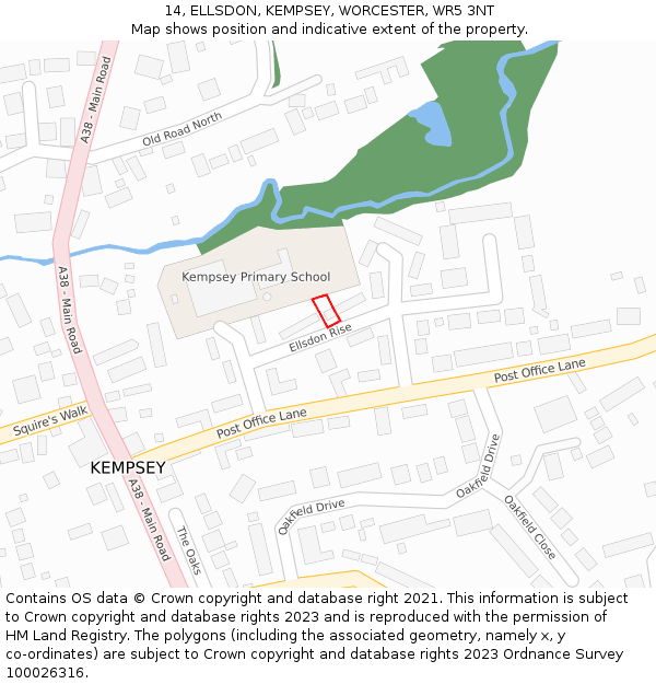 14, ELLSDON, KEMPSEY, WORCESTER, WR5 3NT: Location map and indicative extent of plot