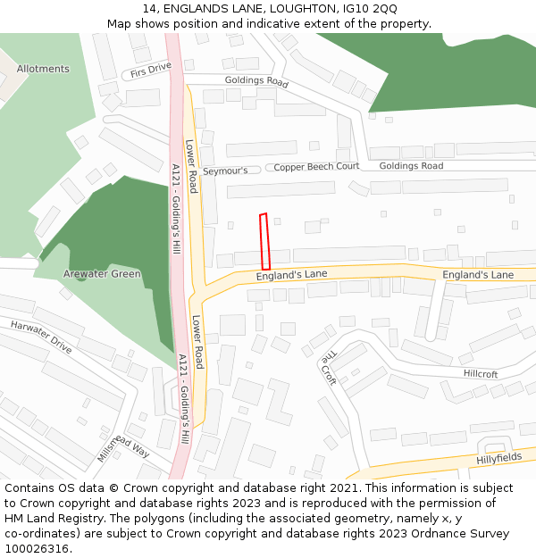 14, ENGLANDS LANE, LOUGHTON, IG10 2QQ: Location map and indicative extent of plot