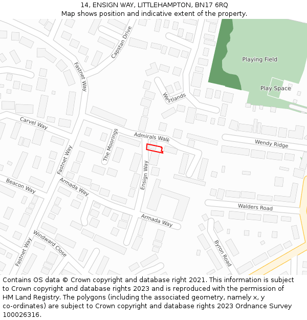 14, ENSIGN WAY, LITTLEHAMPTON, BN17 6RQ: Location map and indicative extent of plot