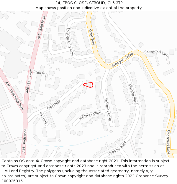 14, EROS CLOSE, STROUD, GL5 3TP: Location map and indicative extent of plot