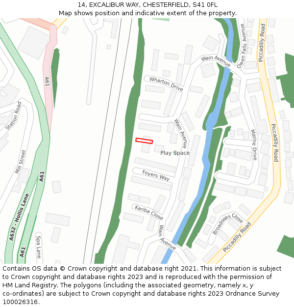 14, EXCALIBUR WAY, CHESTERFIELD, S41 0FL: Location map and indicative extent of plot