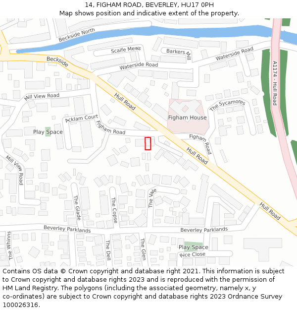 14, FIGHAM ROAD, BEVERLEY, HU17 0PH: Location map and indicative extent of plot