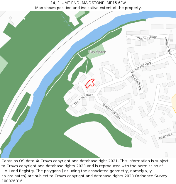 14, FLUME END, MAIDSTONE, ME15 6FW: Location map and indicative extent of plot