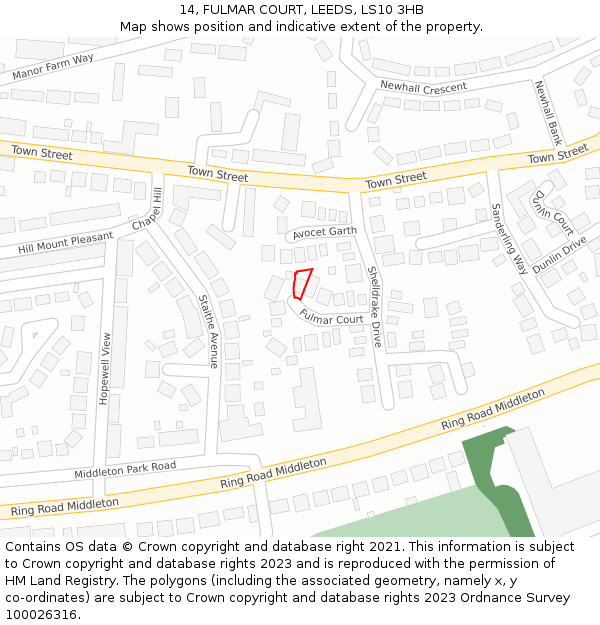 14, FULMAR COURT, LEEDS, LS10 3HB: Location map and indicative extent of plot