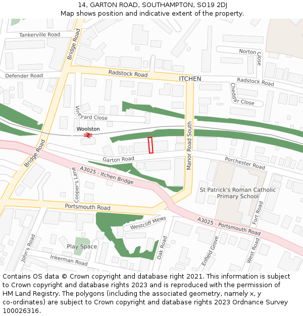 14, GARTON ROAD, SOUTHAMPTON, SO19 2DJ: Location map and indicative extent of plot