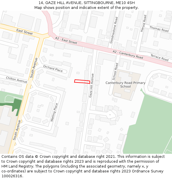 14, GAZE HILL AVENUE, SITTINGBOURNE, ME10 4SH: Location map and indicative extent of plot