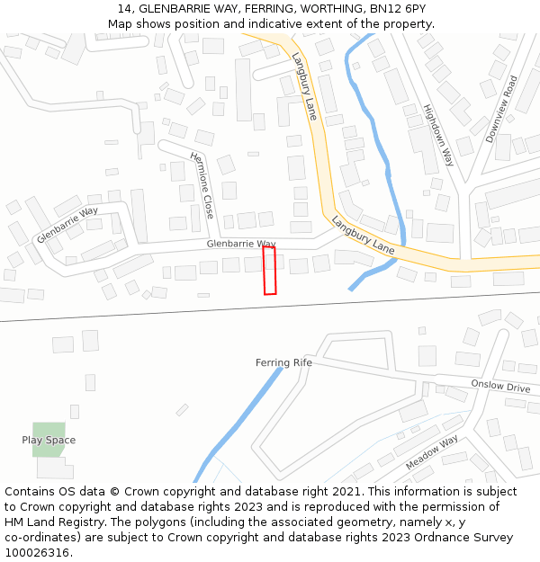 14, GLENBARRIE WAY, FERRING, WORTHING, BN12 6PY: Location map and indicative extent of plot