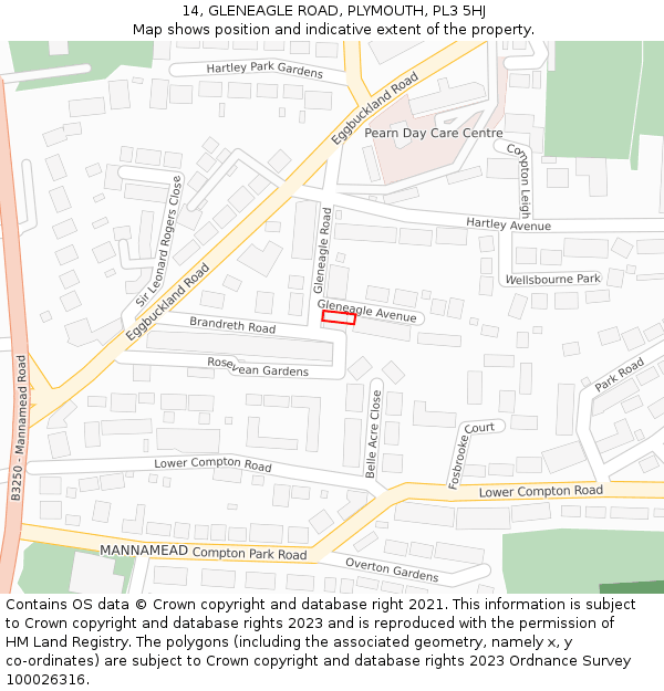 14, GLENEAGLE ROAD, PLYMOUTH, PL3 5HJ: Location map and indicative extent of plot