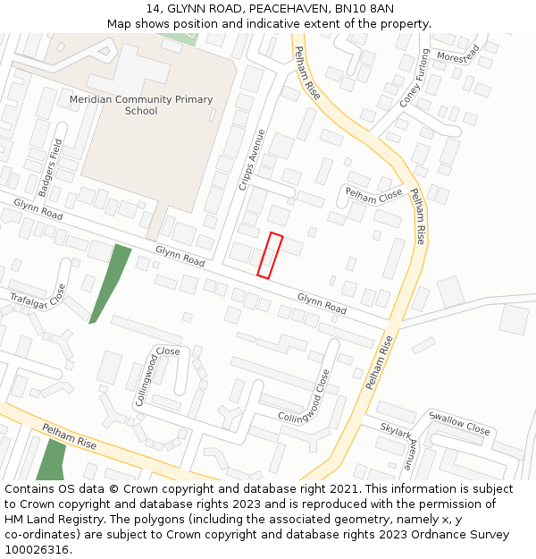 14, GLYNN ROAD, PEACEHAVEN, BN10 8AN: Location map and indicative extent of plot