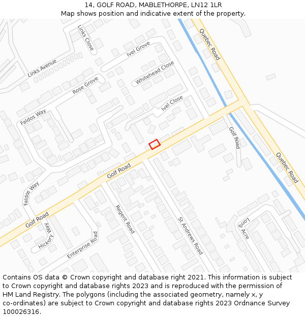 14, GOLF ROAD, MABLETHORPE, LN12 1LR: Location map and indicative extent of plot