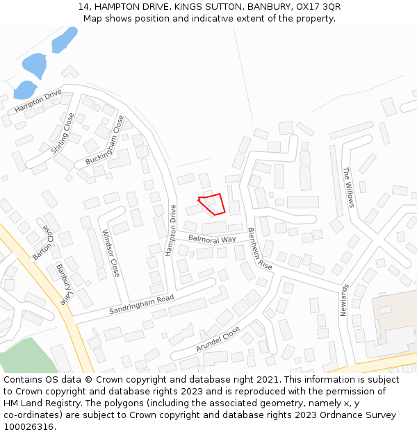 14, HAMPTON DRIVE, KINGS SUTTON, BANBURY, OX17 3QR: Location map and indicative extent of plot