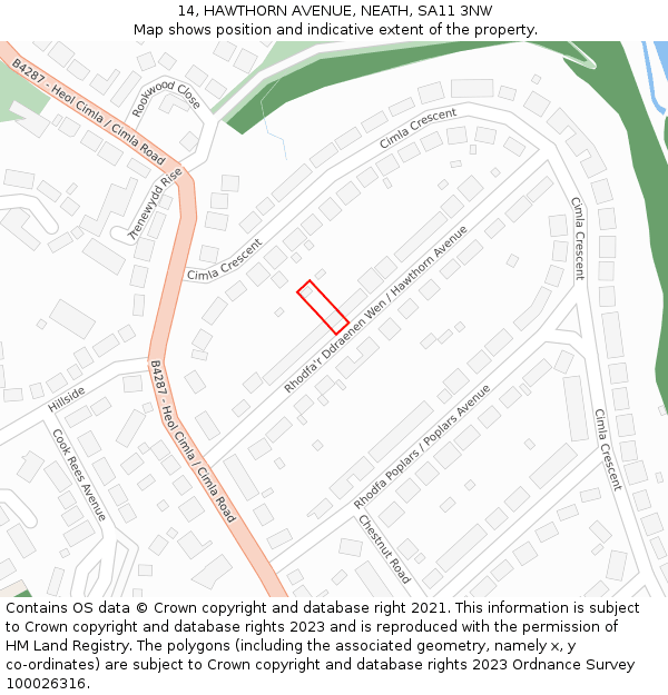 14, HAWTHORN AVENUE, NEATH, SA11 3NW: Location map and indicative extent of plot