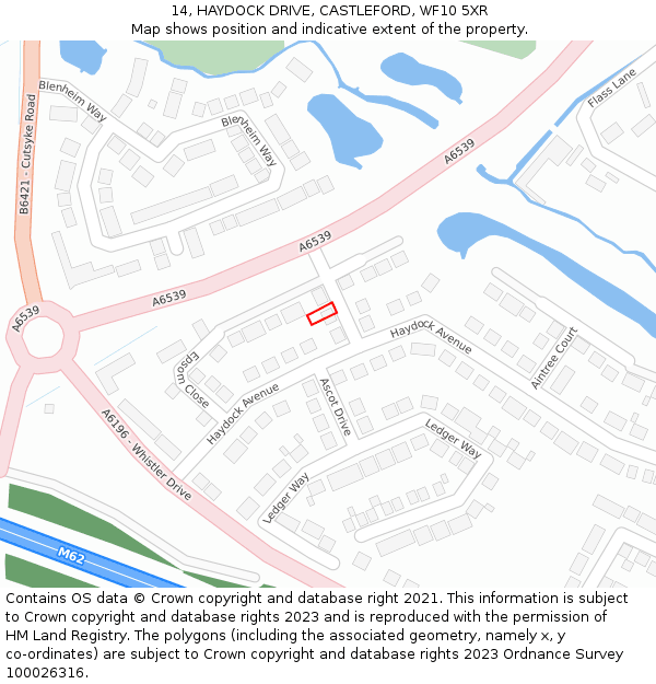 14, HAYDOCK DRIVE, CASTLEFORD, WF10 5XR: Location map and indicative extent of plot