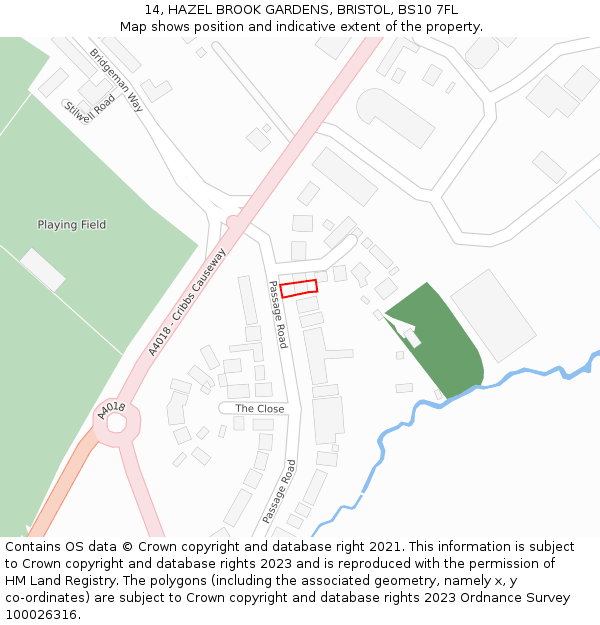 14, HAZEL BROOK GARDENS, BRISTOL, BS10 7FL: Location map and indicative extent of plot