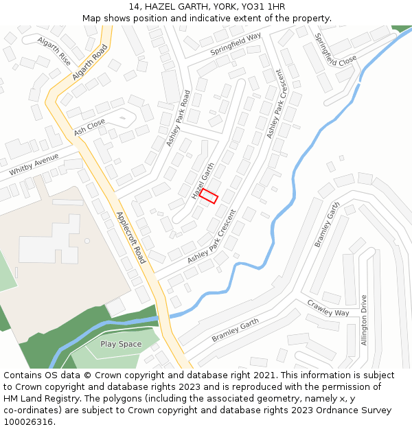 14, HAZEL GARTH, YORK, YO31 1HR: Location map and indicative extent of plot