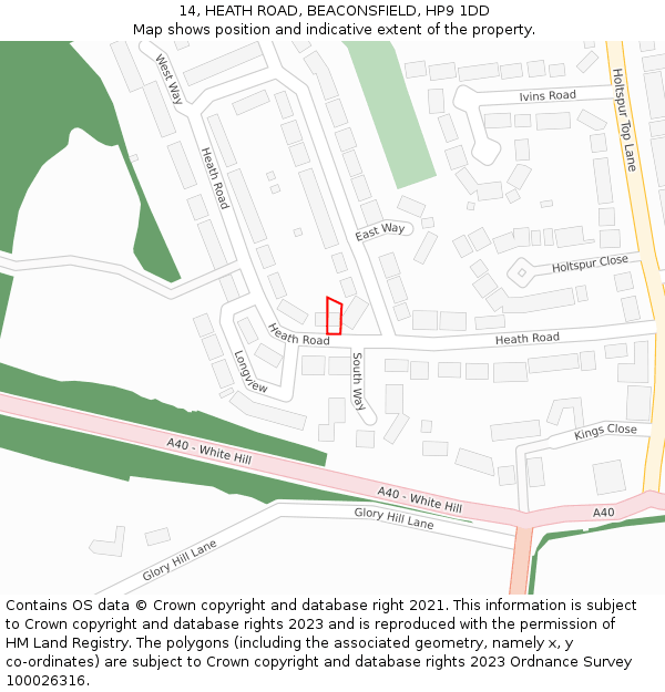 14, HEATH ROAD, BEACONSFIELD, HP9 1DD: Location map and indicative extent of plot