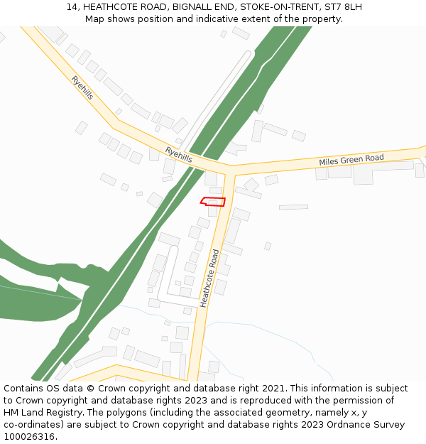 14, HEATHCOTE ROAD, BIGNALL END, STOKE-ON-TRENT, ST7 8LH: Location map and indicative extent of plot