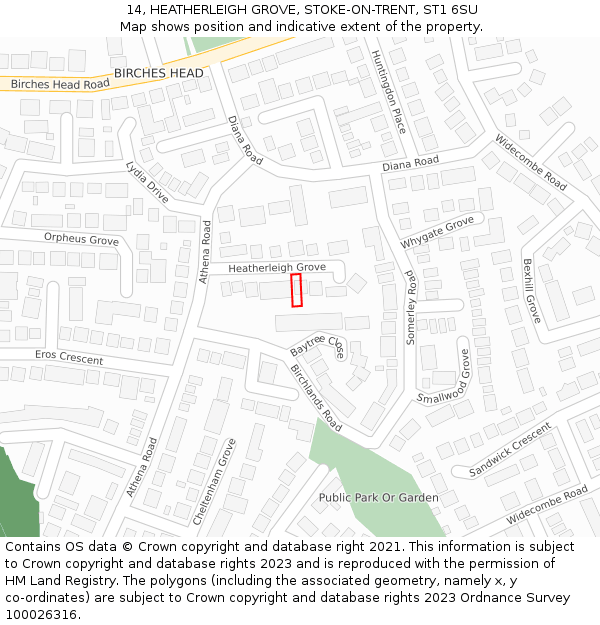 14, HEATHERLEIGH GROVE, STOKE-ON-TRENT, ST1 6SU: Location map and indicative extent of plot