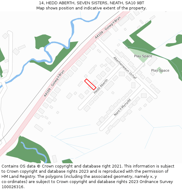 14, HEDD ABERTH, SEVEN SISTERS, NEATH, SA10 9BT: Location map and indicative extent of plot