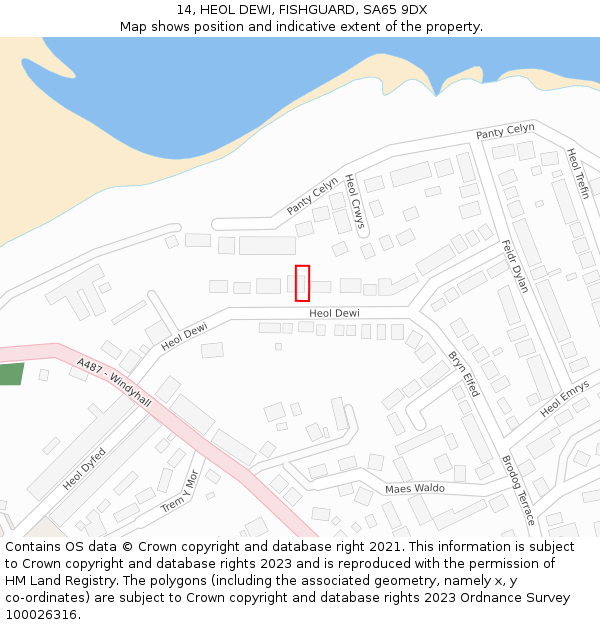 14, HEOL DEWI, FISHGUARD, SA65 9DX: Location map and indicative extent of plot