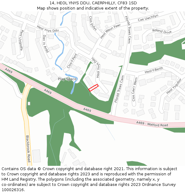 14, HEOL YNYS DDU, CAERPHILLY, CF83 1SD: Location map and indicative extent of plot