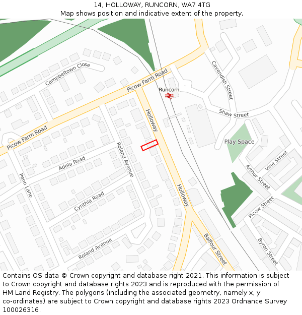 14, HOLLOWAY, RUNCORN, WA7 4TG: Location map and indicative extent of plot