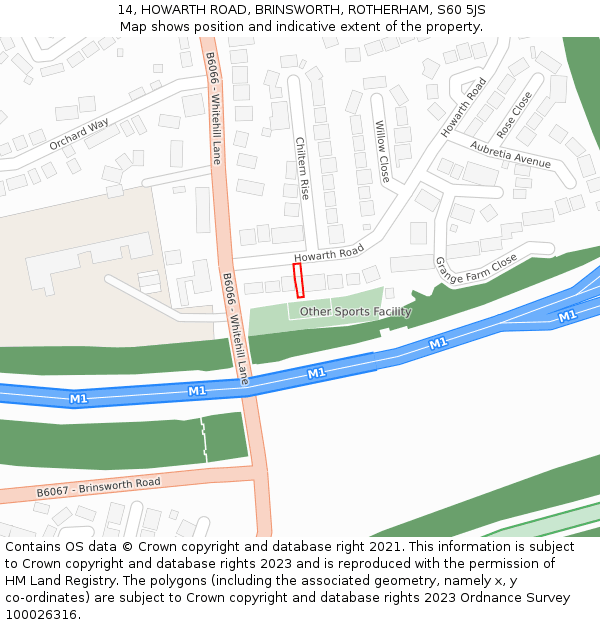 14, HOWARTH ROAD, BRINSWORTH, ROTHERHAM, S60 5JS: Location map and indicative extent of plot