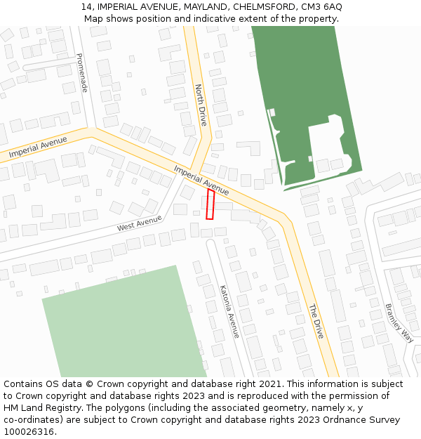 14, IMPERIAL AVENUE, MAYLAND, CHELMSFORD, CM3 6AQ: Location map and indicative extent of plot