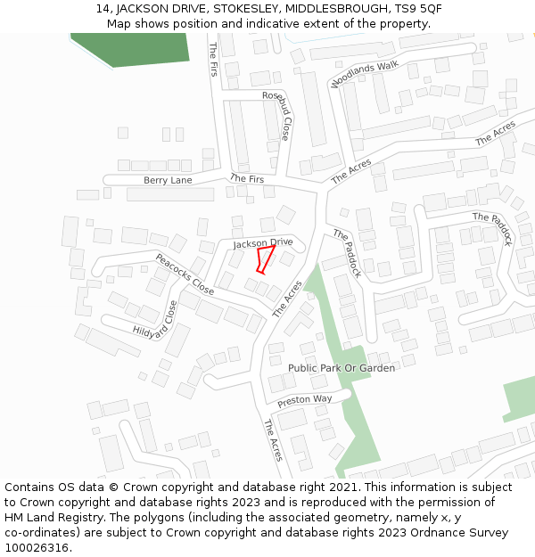 14, JACKSON DRIVE, STOKESLEY, MIDDLESBROUGH, TS9 5QF: Location map and indicative extent of plot