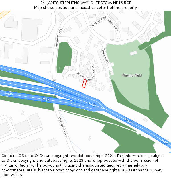 14, JAMES STEPHENS WAY, CHEPSTOW, NP16 5GE: Location map and indicative extent of plot