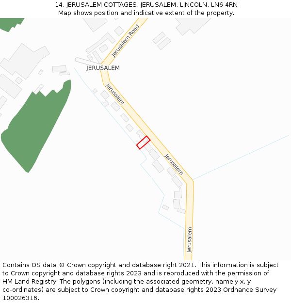14, JERUSALEM COTTAGES, JERUSALEM, LINCOLN, LN6 4RN: Location map and indicative extent of plot