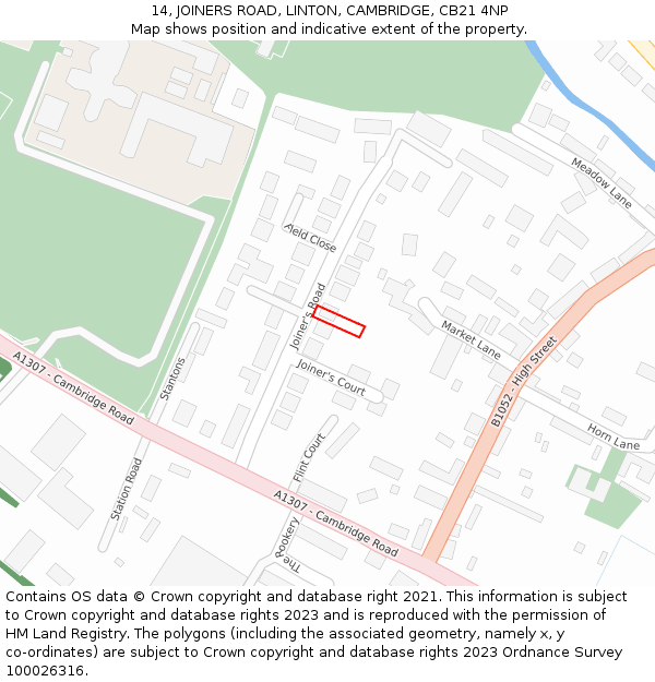 14, JOINERS ROAD, LINTON, CAMBRIDGE, CB21 4NP: Location map and indicative extent of plot