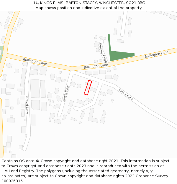 14, KINGS ELMS, BARTON STACEY, WINCHESTER, SO21 3RG: Location map and indicative extent of plot
