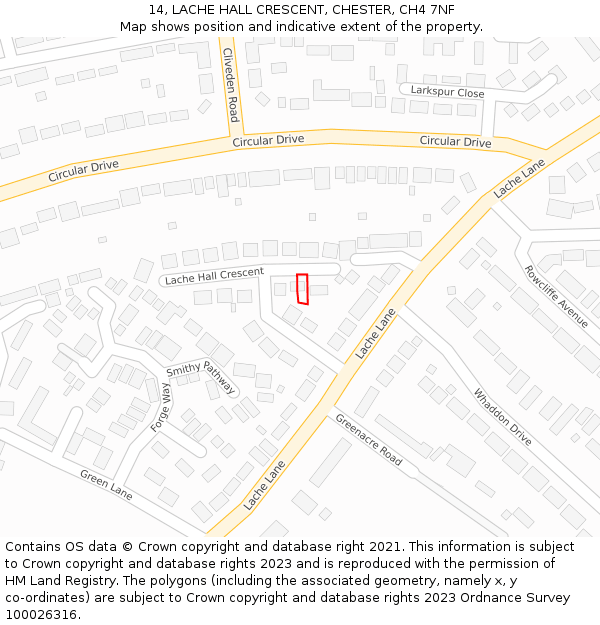 14, LACHE HALL CRESCENT, CHESTER, CH4 7NF: Location map and indicative extent of plot