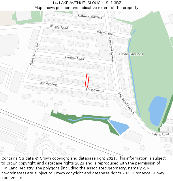 14, LAKE AVENUE, SLOUGH, SL1 3BZ: Location map and indicative extent of plot