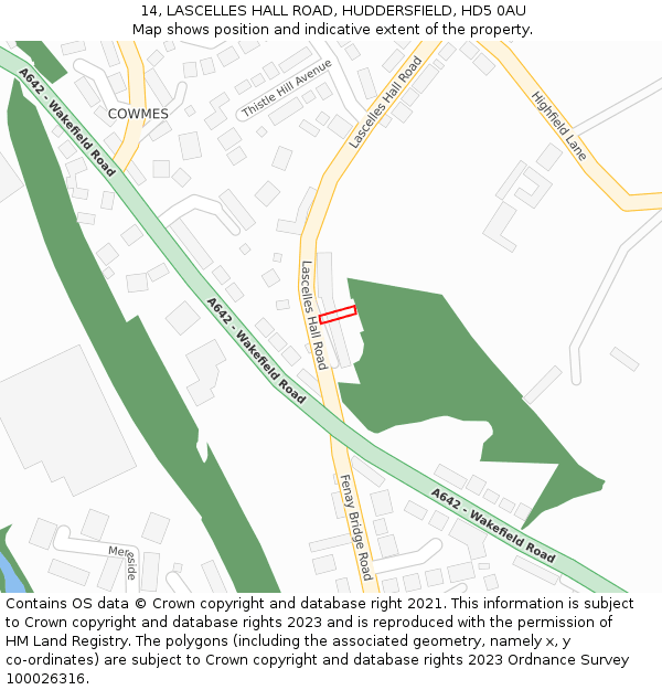 14, LASCELLES HALL ROAD, HUDDERSFIELD, HD5 0AU: Location map and indicative extent of plot