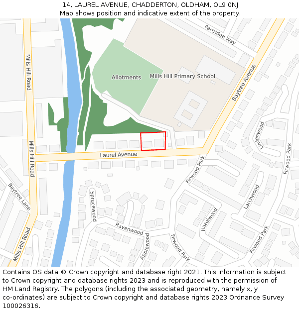 14, LAUREL AVENUE, CHADDERTON, OLDHAM, OL9 0NJ: Location map and indicative extent of plot