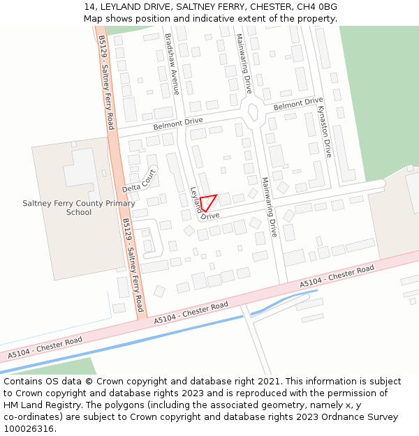 14, LEYLAND DRIVE, SALTNEY FERRY, CHESTER, CH4 0BG: Location map and indicative extent of plot
