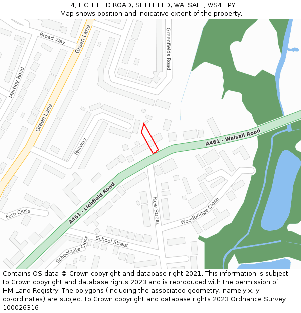 14, LICHFIELD ROAD, SHELFIELD, WALSALL, WS4 1PY: Location map and indicative extent of plot